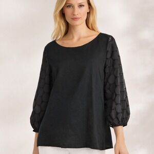 James Lakeland Chambray Blouse Top Minimalist Relaxed Breathable Italian Size 8